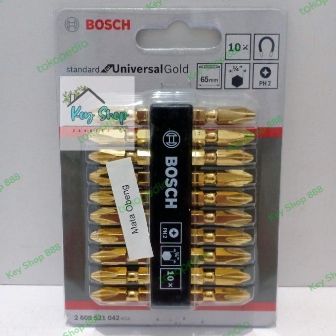 ori - mata bor obeng angin bosch ph2(+)65mm magnet/mata obeng gypsum 10 pcs