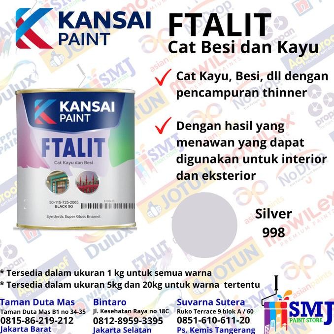 Baru Cat Besi Dan Kayu Minyak Ftalit Warna Silver 998 Kg /1 Liter