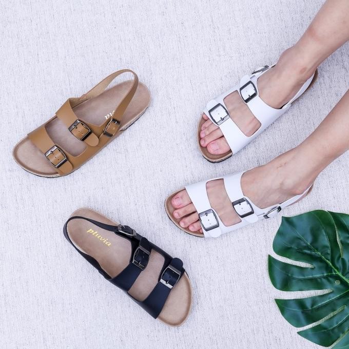 PLUVIA - JENIA SANDAL FLAT WANITA FOOTBED