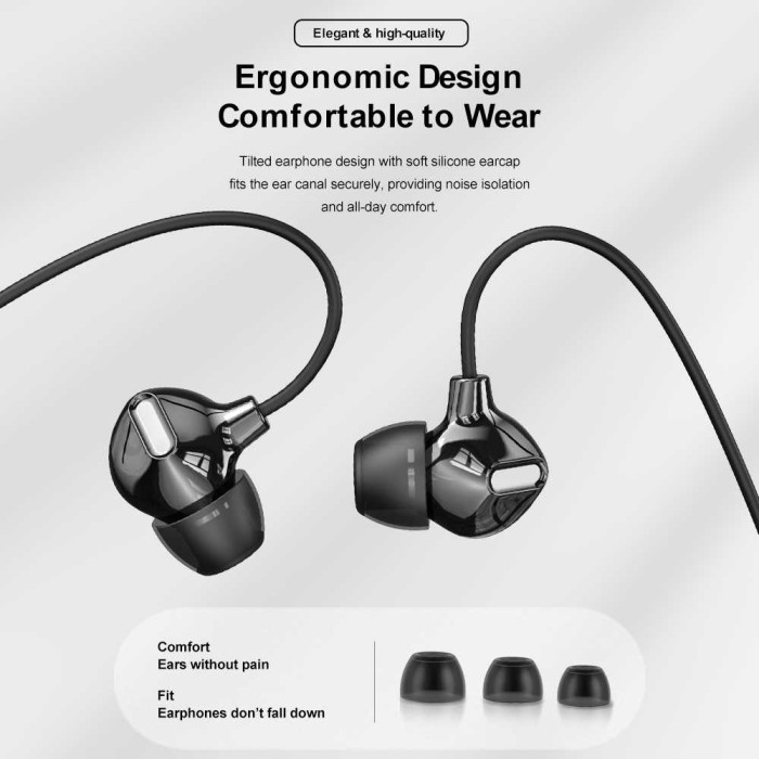 Rock Zircon Hd Stereo Earphone With Microphone Wired In-Ear Headphone