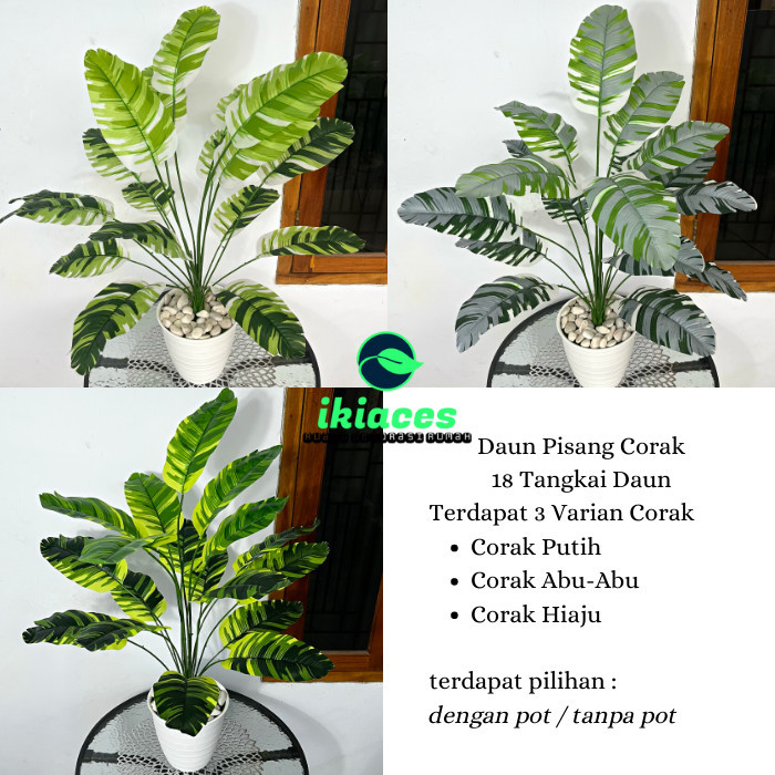 Daun Pisang Artificial Corak Daun Pisang Plastik Dekorasi Daun Hias Terlaris