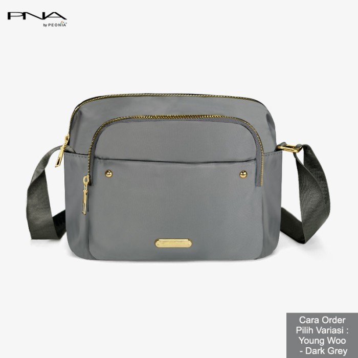 TERLARIS Peonia PNA YOUNGWOO Tas Selempang Wanita Elegant Outdoor - darkgrey