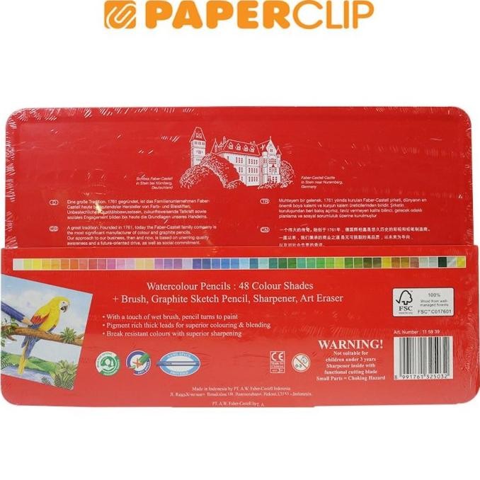 

PENSIL WARNA FABER CASTELL WATERCOLOR 115939 48C TINCASE