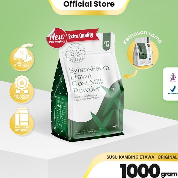 

Susu Kambing Etawa Bubuk Syams 1000 Gram Pure Murni Alami Organik Asli