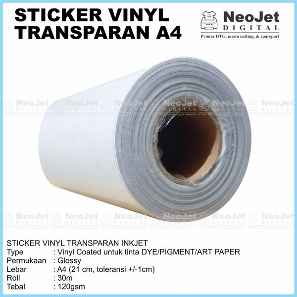 

Terlaris Sticker Stiker Vinyl Inkjet Transparan Bening Gloss A4 30 Meter Murah New