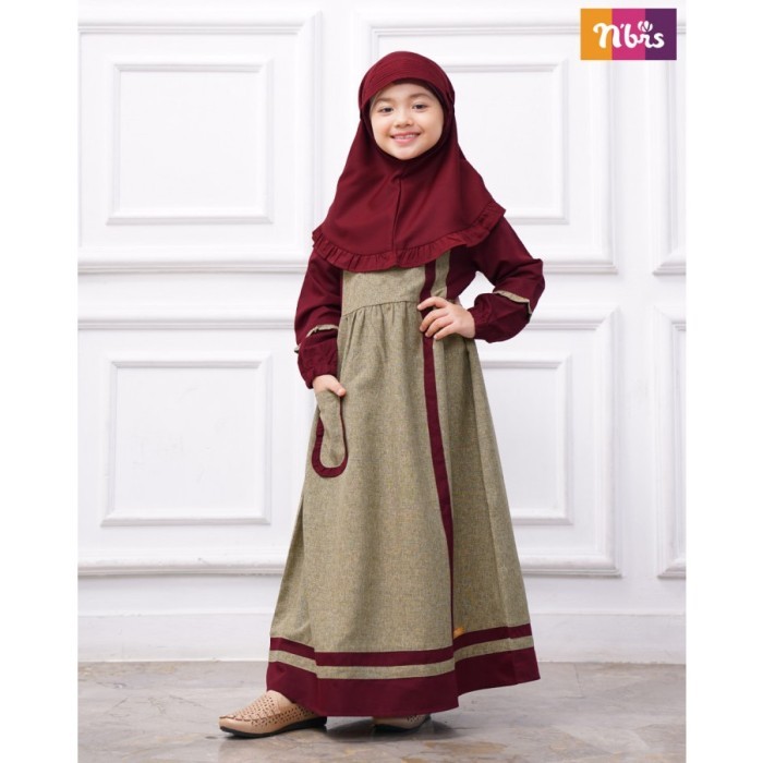BIG SALE Nibras Sarimbit Bianca Gamis Anak Perempuan Yellow Gold Grey Bahan Crenzie Toyobo Dryfit