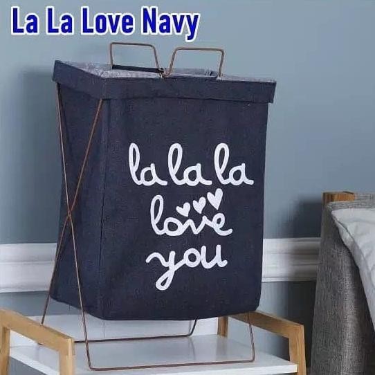 LAUNDRY BAG KERANJANG CUCIAN BAJU PAKAIAN KOTOR LIPAT RANGKA BESI