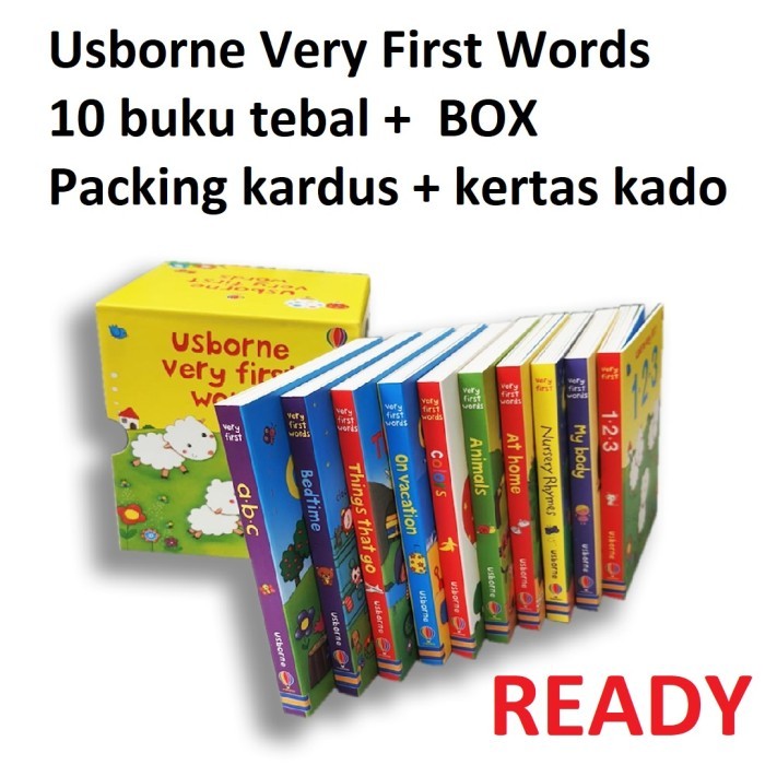 

TERBARU! Buku Usborne Very First Words BoxSet Isi 10 Boardbook Early Childhood