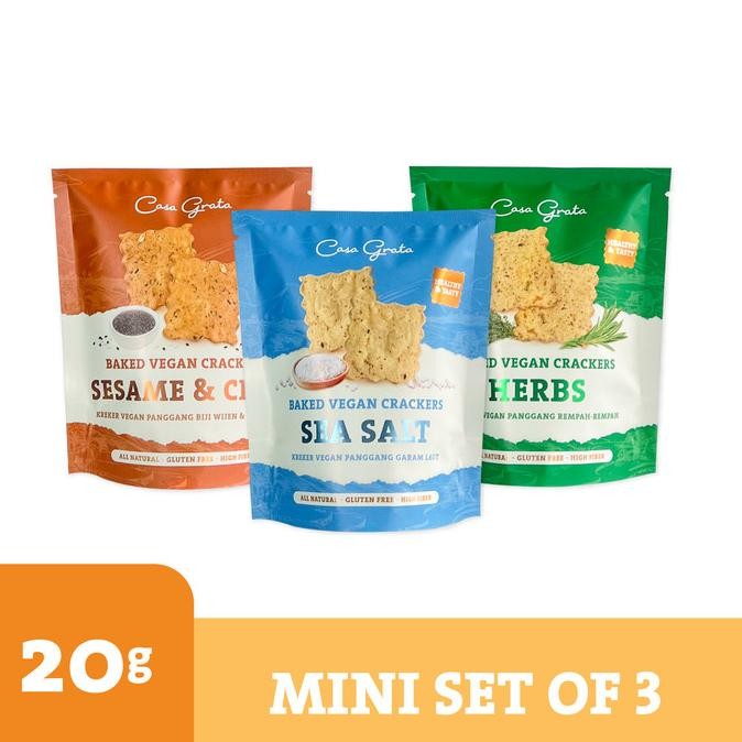 

READY STOCK BALI Paket Cemilan Sehat - Mini Set of 3 Casa Grata Crackers 20gram