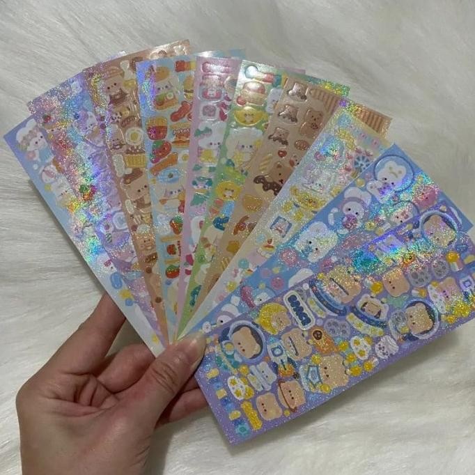 

pui Sticker GLITTER PACK Hologram 10 Lembar Stiker Lucu Murah