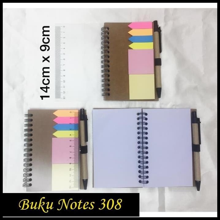 

Buku Notes 308 / Memo Cover Penggaris 13Cm + Post It + Pulpen Souvenir