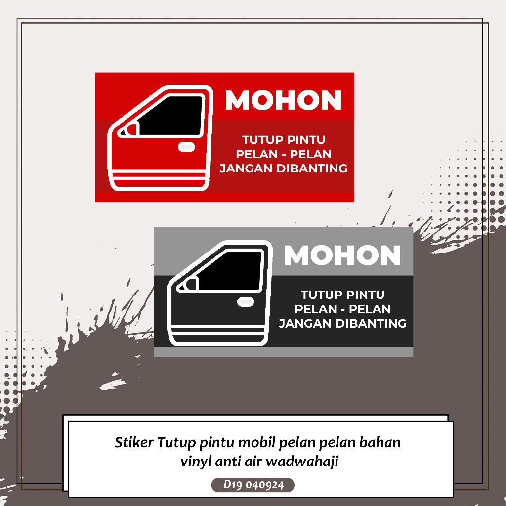 

Stiker Tutup pintu mobil pelan pelan bahan vinyl anti air wadwahaji