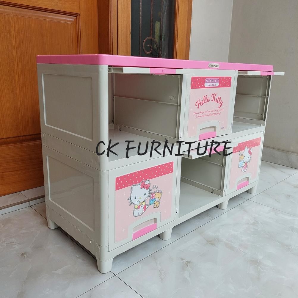 LEMARI PLASTIK LOCKER BOX NAPOLLY HELLO KITTY LEMARI ANAK