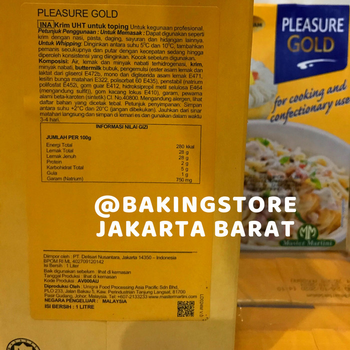 

DISKON Pleasure Gold Master Gourmet Cooking Cream Krim Masak 1 L Kode 1241