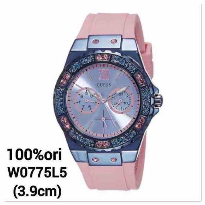 Jam Tangan Wanita Guess W0775L5 Sporty Pink Rubber Gratis Ongkir