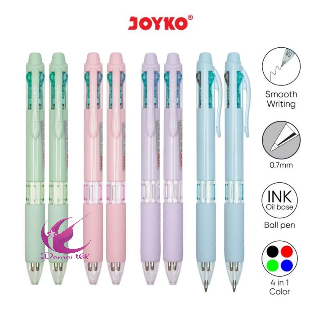 

Pulpen 4 warna Joyko Bp-348 Quaco 4/0.7mm hrg 1 pcs