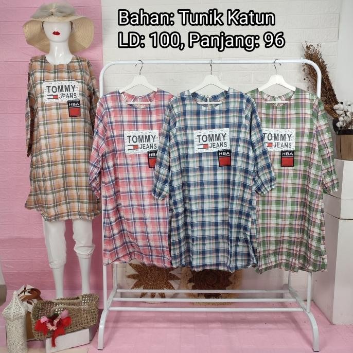 

Sale! Atasan tunik kotak-kotak motif TOMMY JEANS