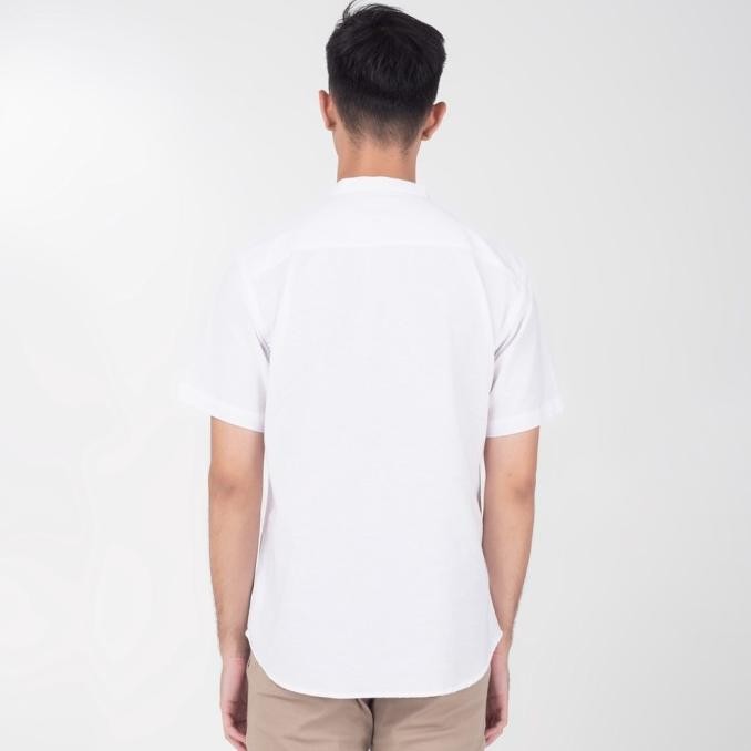 Sale Benhill Kemeja Koko Pria Linen Putih Combination 34-16110