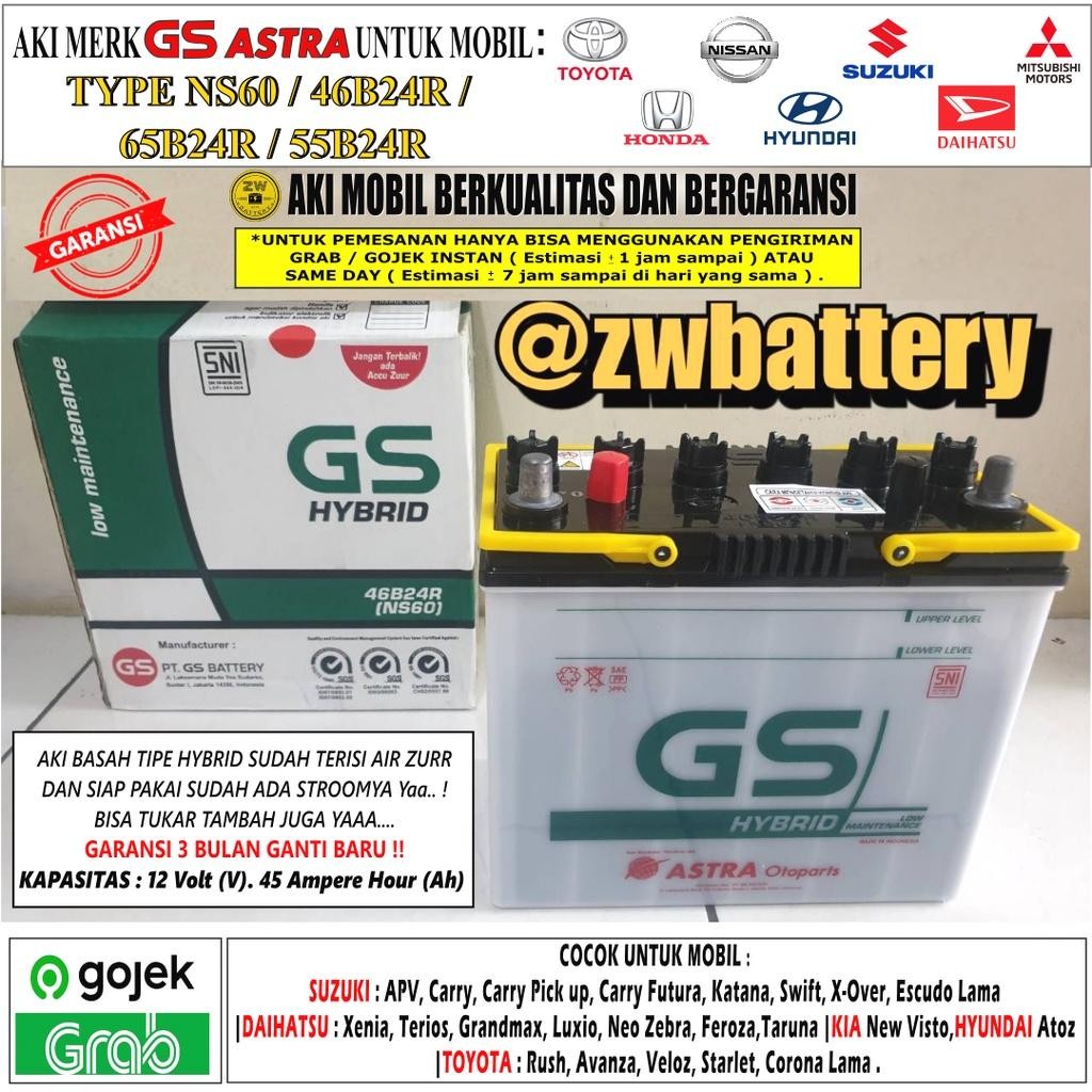 Aki Mobil Grandmax, Apv, Carry Pick Up, Luxio Ns60 Gs Astra Hybrid