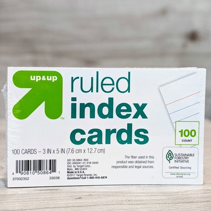 

Ruled Index Cards 3 x 5 " 100