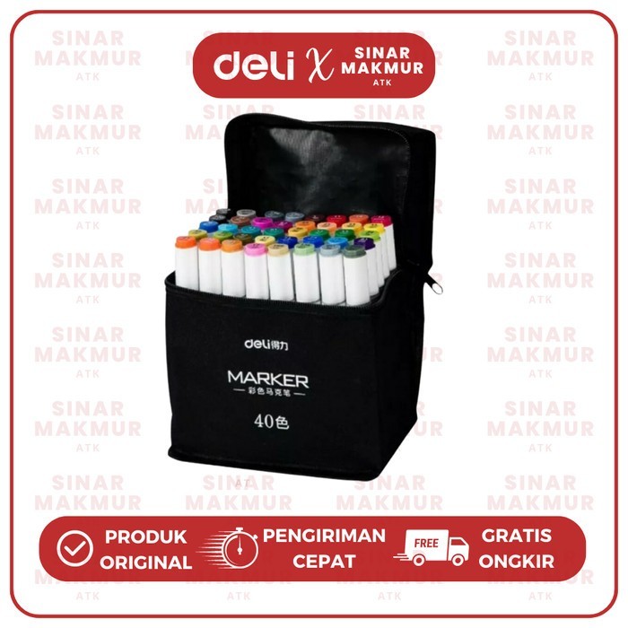 

Color Marker/Spidol Warna Dengan Tas 40 Warna Deli 70807-40 (Set)