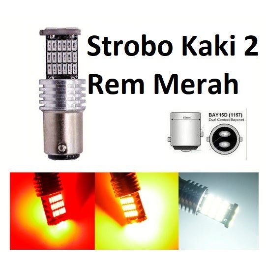 Lampu Led Bayonet Kaki 2 Rem 1157 Bay15D 45 Smd Strobo Mobil Motor Murah
