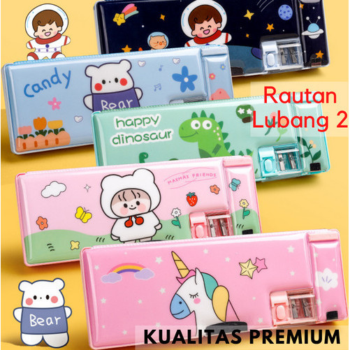 

TERLARIS! Kotak Tempat Pensil Magnet Karakter 2 Sisi Rautan Pencil Case PC0017