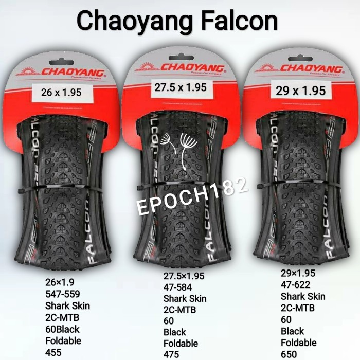 Ban Luar Sepeda Chaoyang Falcon 26 x 1.95, 27.5 x 1.95 & 29 x 1.95 Kev