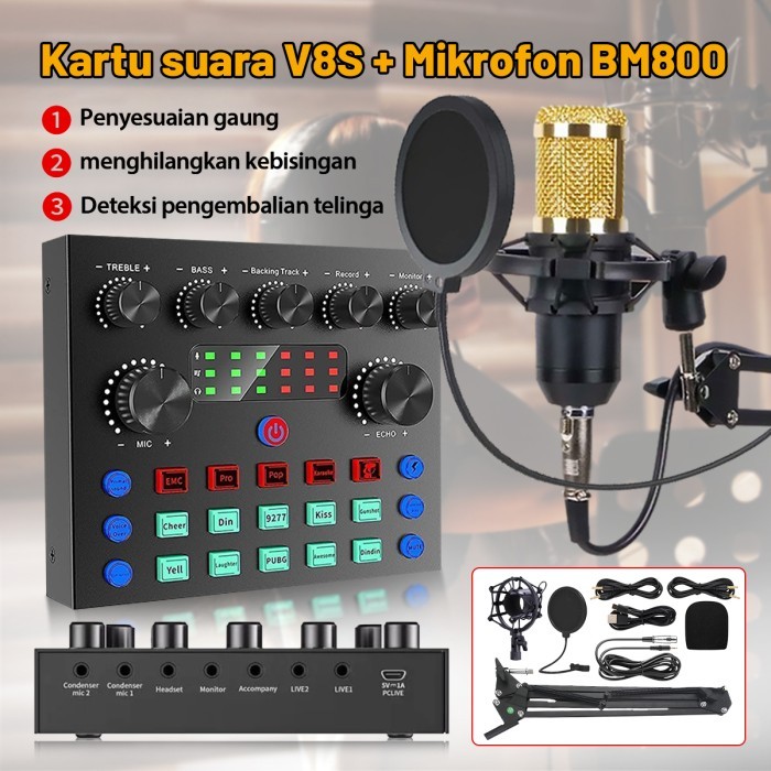 Soundcard V8 Mixer External Soundcard V8S Audio Mic Singing Live
