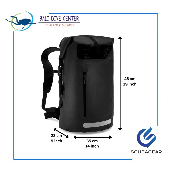 Scubagear [Dbbp] Dry Bag Backpack 35L Black - Ransel Anti Air Waterproof Berkualitas