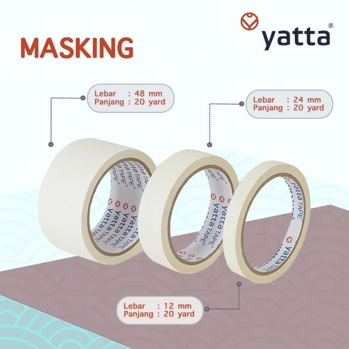 Lakban Kertas Yatta Tape (White) 1/2 Inch X 12 Yard (Slop) Stok Terbatas