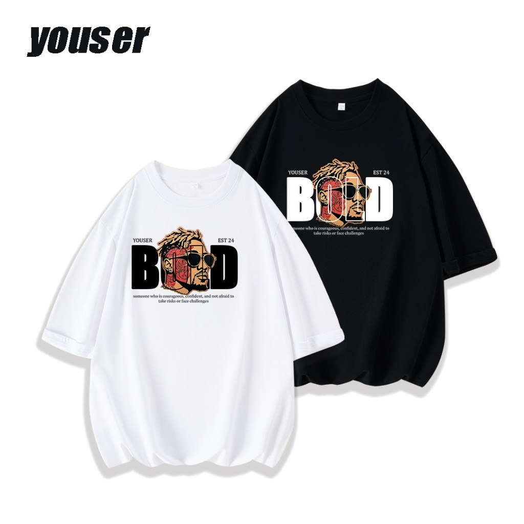 Youser T Shirt Bold Cotton Combed 24S Oversize Hitam Kaos T-Shirt A86