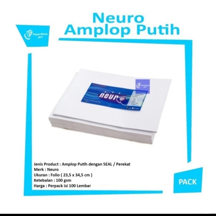

Sale Amplop Putih F4 Seal 100Gr Per Pack