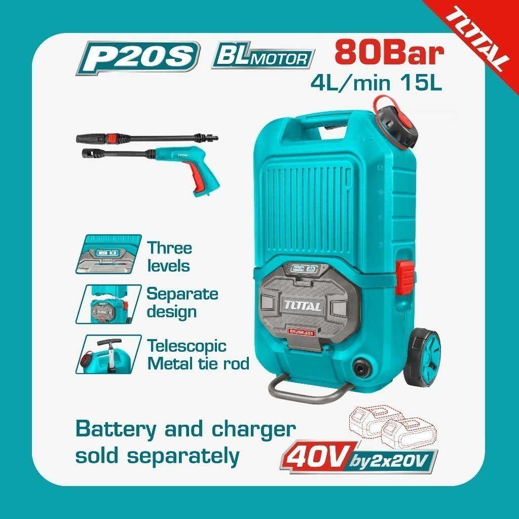 TOTAL Mesin Cuci Bertekanan Ion Litium/Lithium Ion Pressure Washer TPWLI4006