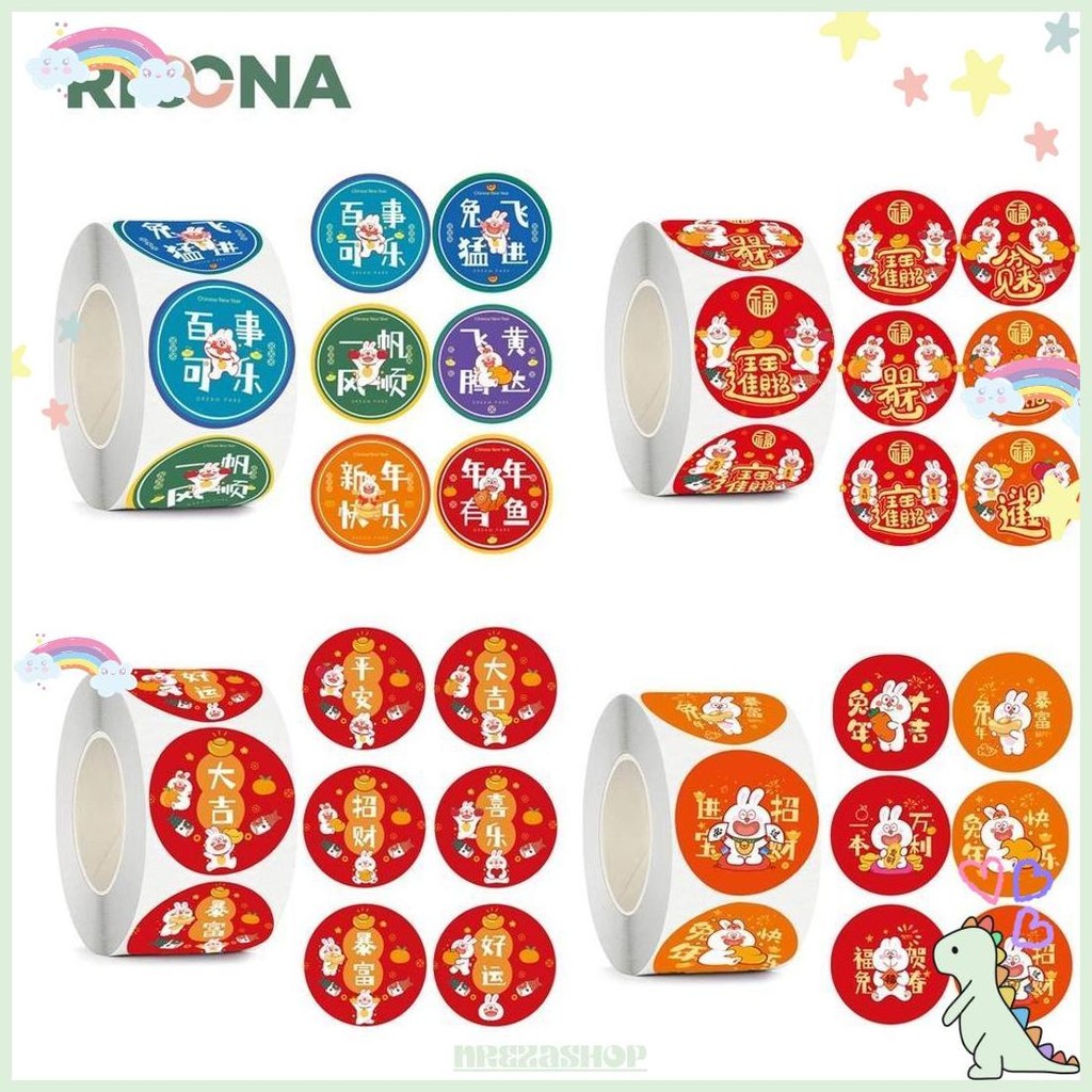 

500Pcs Stiker Label Imlek Stiker Label Tahun Baru Stiker Label Chinese New Year Murah