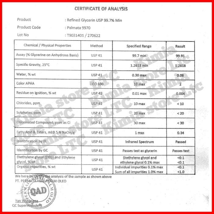Gliserin 99,5%/ Glycerol 99,5% / Glycerin Vegetable 5Kg 99,5% Original