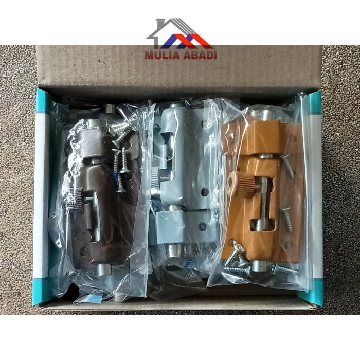 Grendel Per Voxy + Skrup / Grendel Per Besi Coklat Kuning Silver