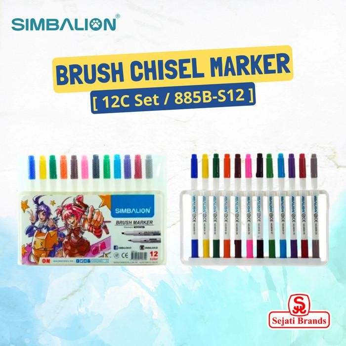 

TERBARU Simbalion Brush Marker Set 12 Colors coloring brush pen BISA GOSEND!