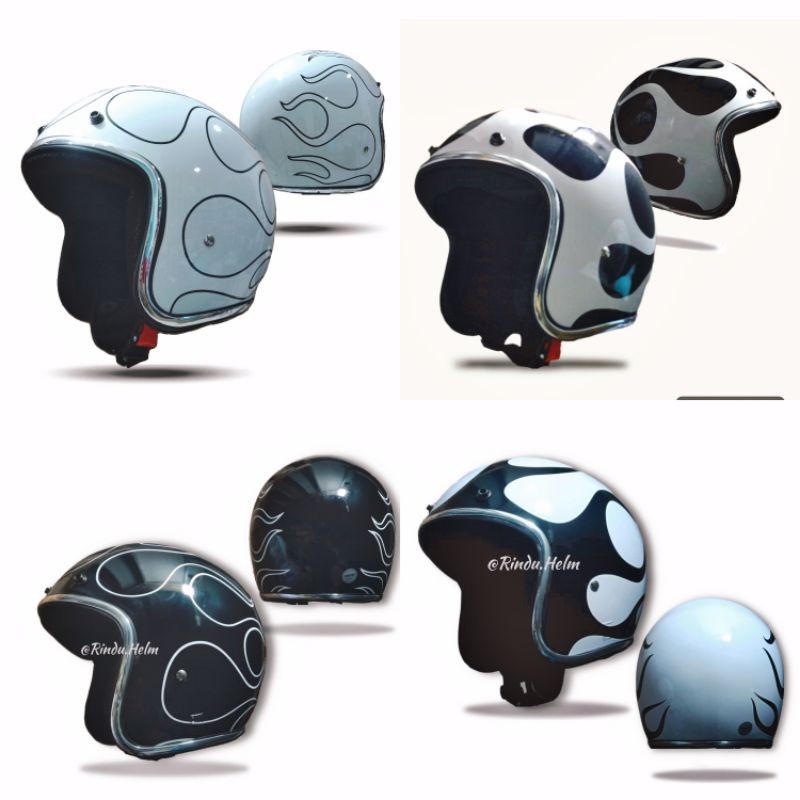 Murah Helm Retro Api List Chrome