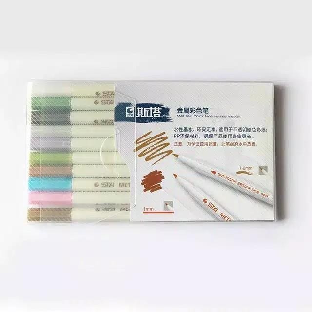 

TERBARU STA metallic brush pen set 10 clr