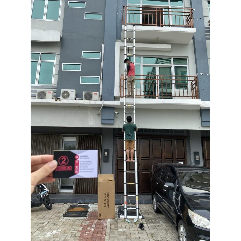Tangga Teleskopik Double Alumunium 8.2 M /Tangga Lipat 4.1M + 4.1M