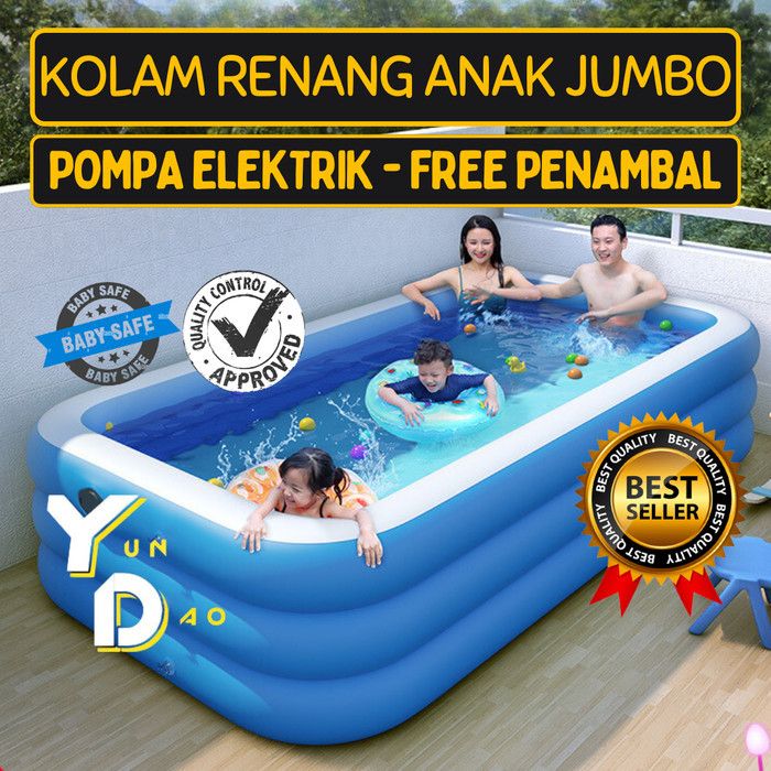 KOLAM RENANG KARET ANAK/DEWASA JUMBO KOLAM POMPA TIUP INFLATABLE POOL