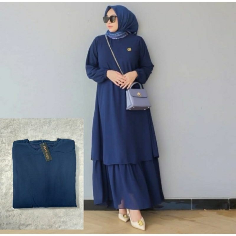 Promo Ramadhan gamis malaysia Melayu polos anggun dan cantik/busui/fashion muslim wanita