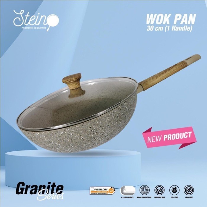 Stein Cookware Wok Pan 30 cm Peralatan Masak Panci Dapur Granite