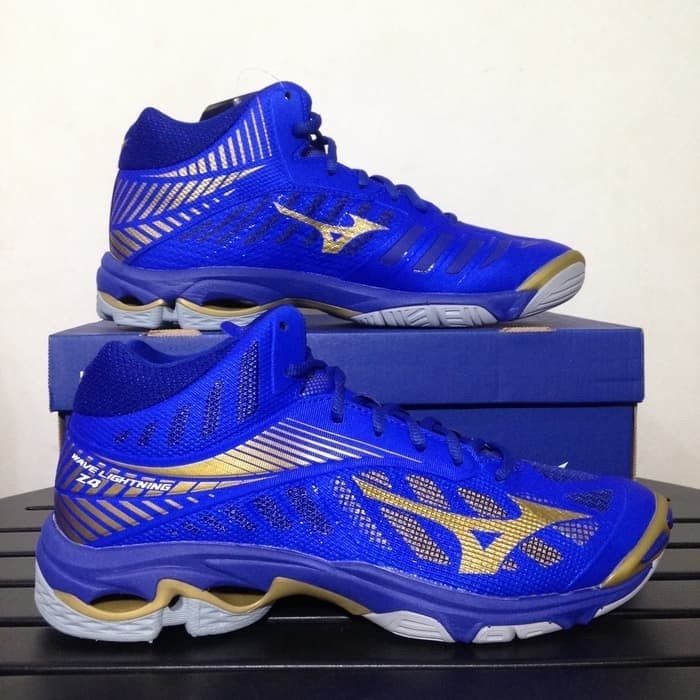 Murah Sepatu Voli Mizuno Wave Lightening z4 Mid Blue Gold original Non COD