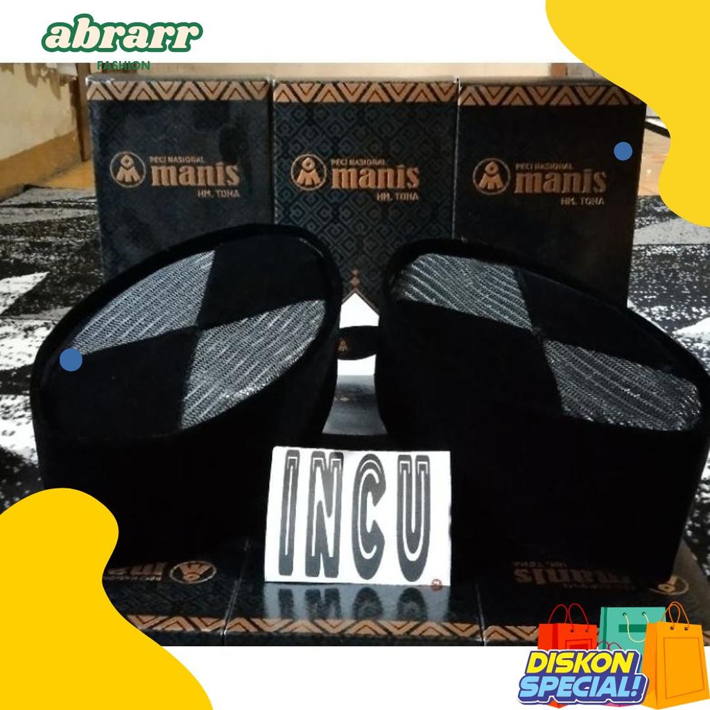 Peci Pria Ac Silang Dan Ac Manis M.Toha Peci Merk Manis Peci Hitam Songkok Bandung Original