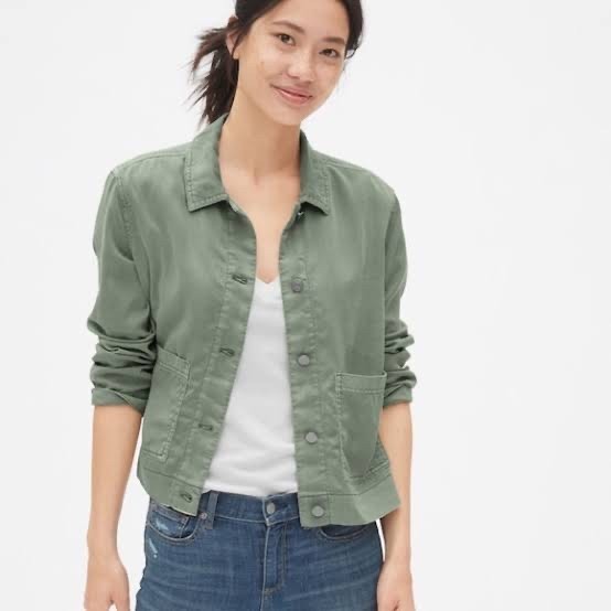 Murah Gap Tencel Icon Utility Jacket Women - Jaket Wanita Non COD
