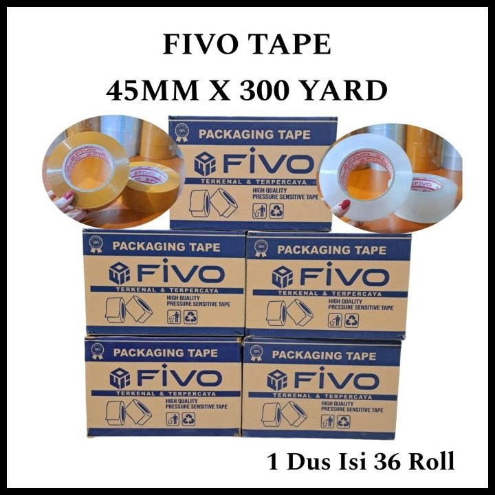 

DISKON GROSIR LAKBAN - FIVO TAPE 45MM X 300 YARD - KUALITAS PREMIUM - 36ROLL !!!!!