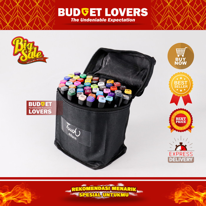 

TERBARU Spidol Dual Side Touch Fine Art Brush Art Marker Set 48 Warna