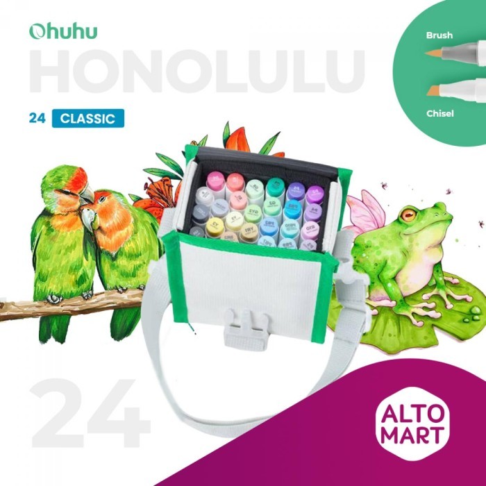 

TERBARU OHUHU Honolulu Classic 24 Colors Dual Tip Brush & Chisel Art Marker